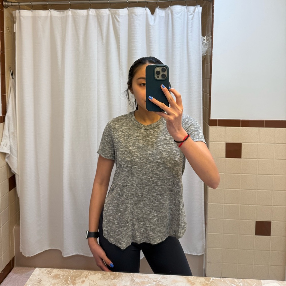 Gray tee with side slits